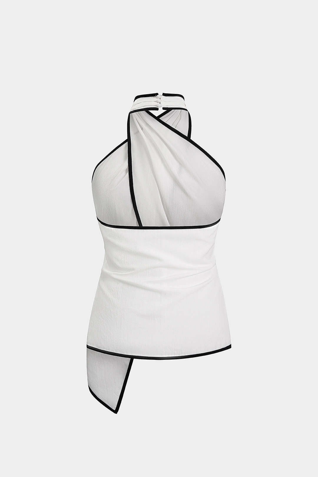 Contrast Binding Halter Asymmetrical Cami Top