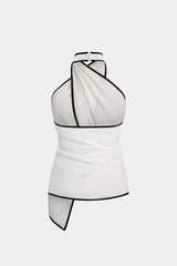 Contrast Binding Halter Asymmetrical Cami Top