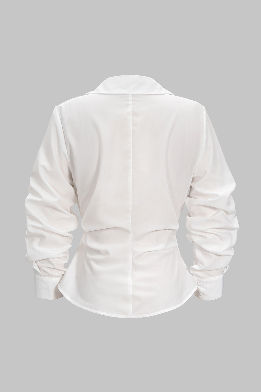 Button Irregular Ruched Long-Sleeve Shirt