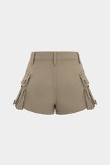 Denim Metallic Button Pocket Shorts