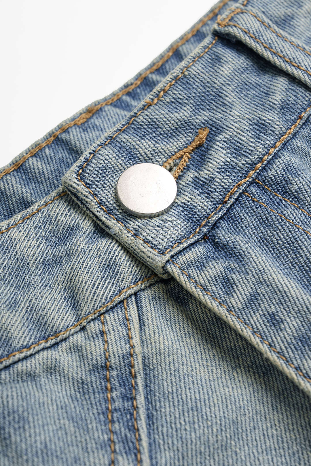 Denim Asymmetrical Zipper Pocket Straight Leg Jeans