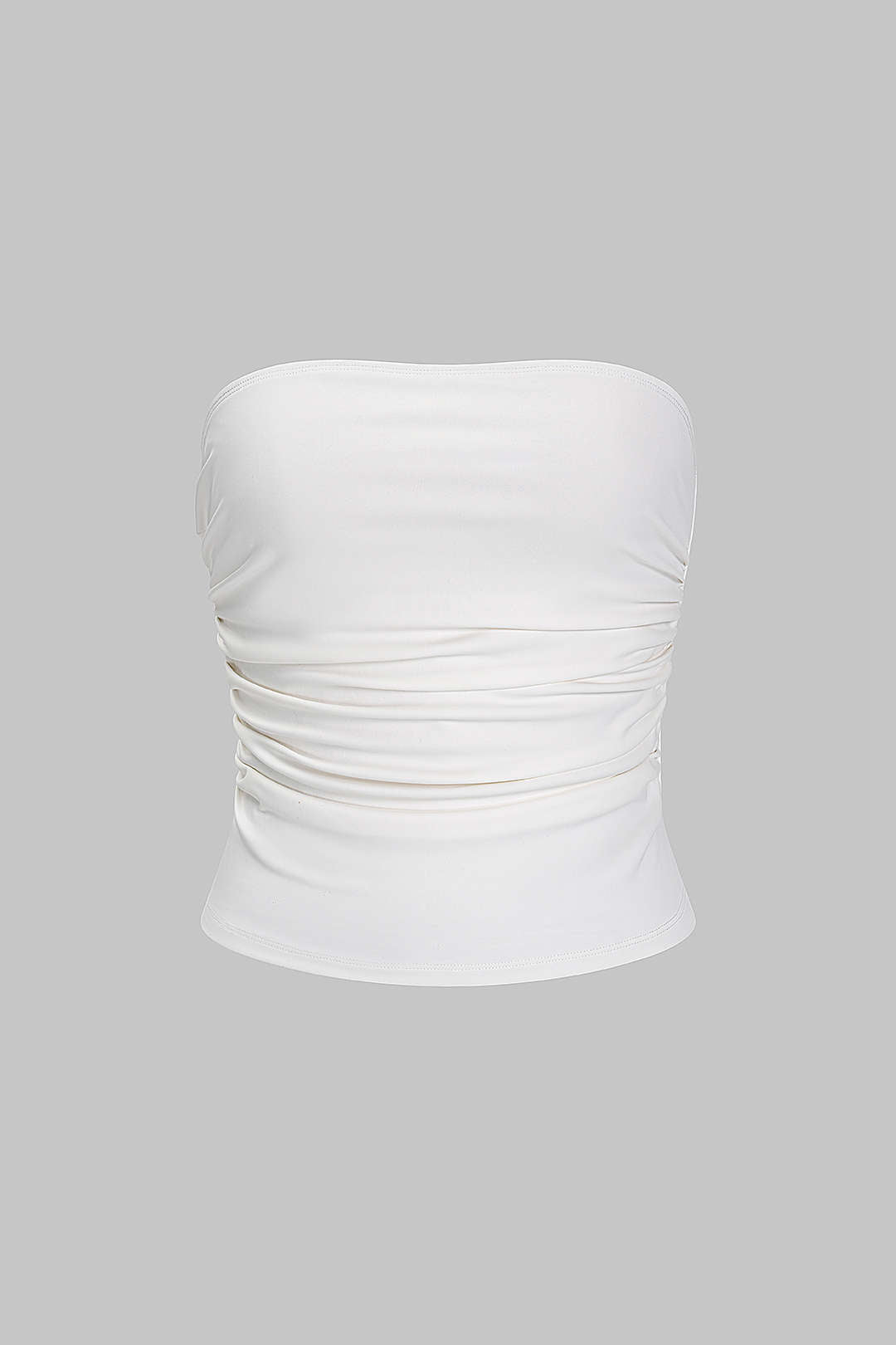 Basic Solid Ruched Tube Top