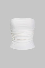 Basic Solid Ruched Tube Top