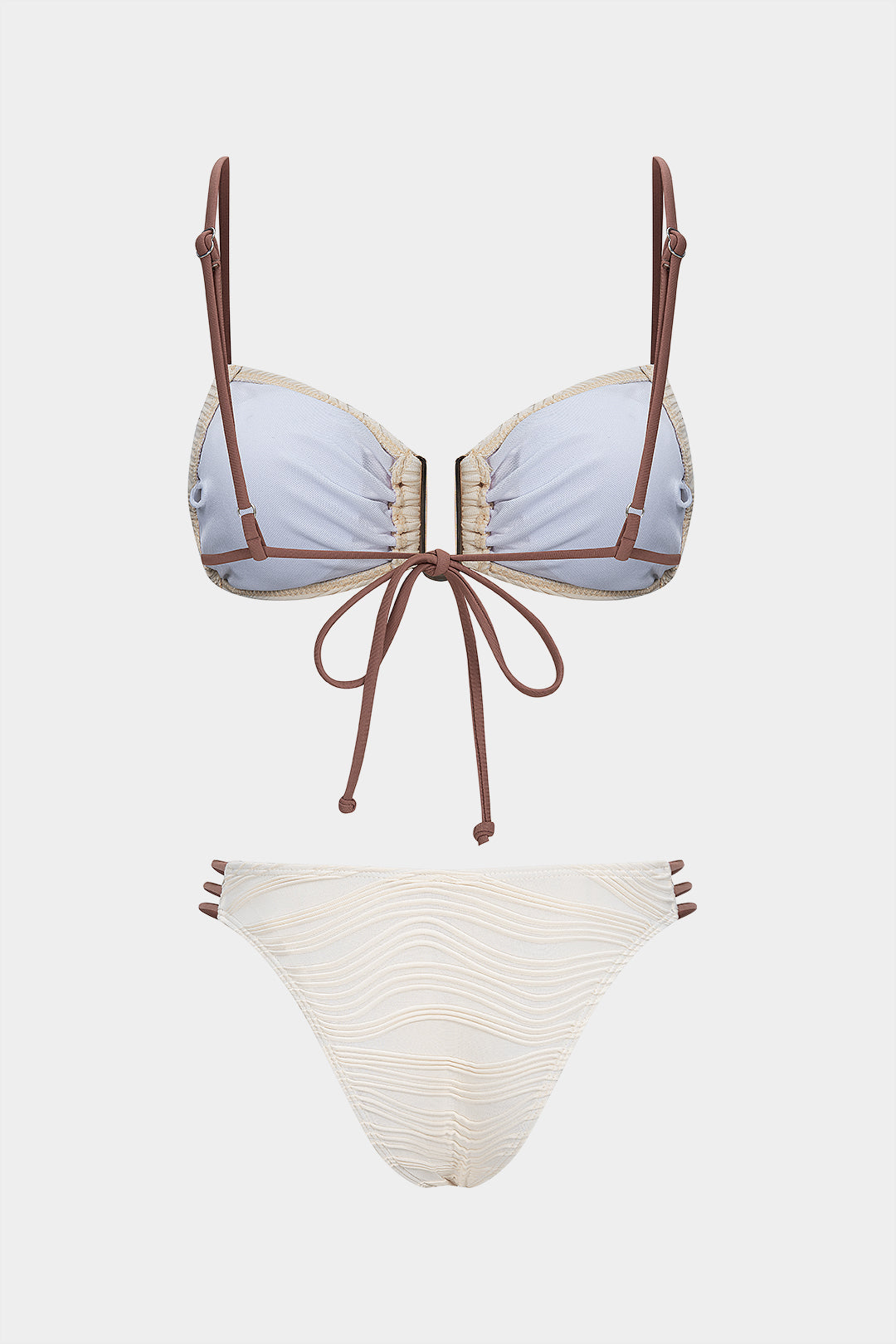 Contrast Tie-Up Bikini Set