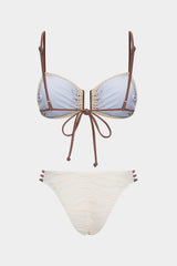 Contrast Tie-Up Bikini Set