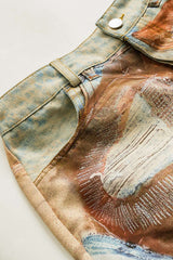Abstract Print Button Pocket Trousers