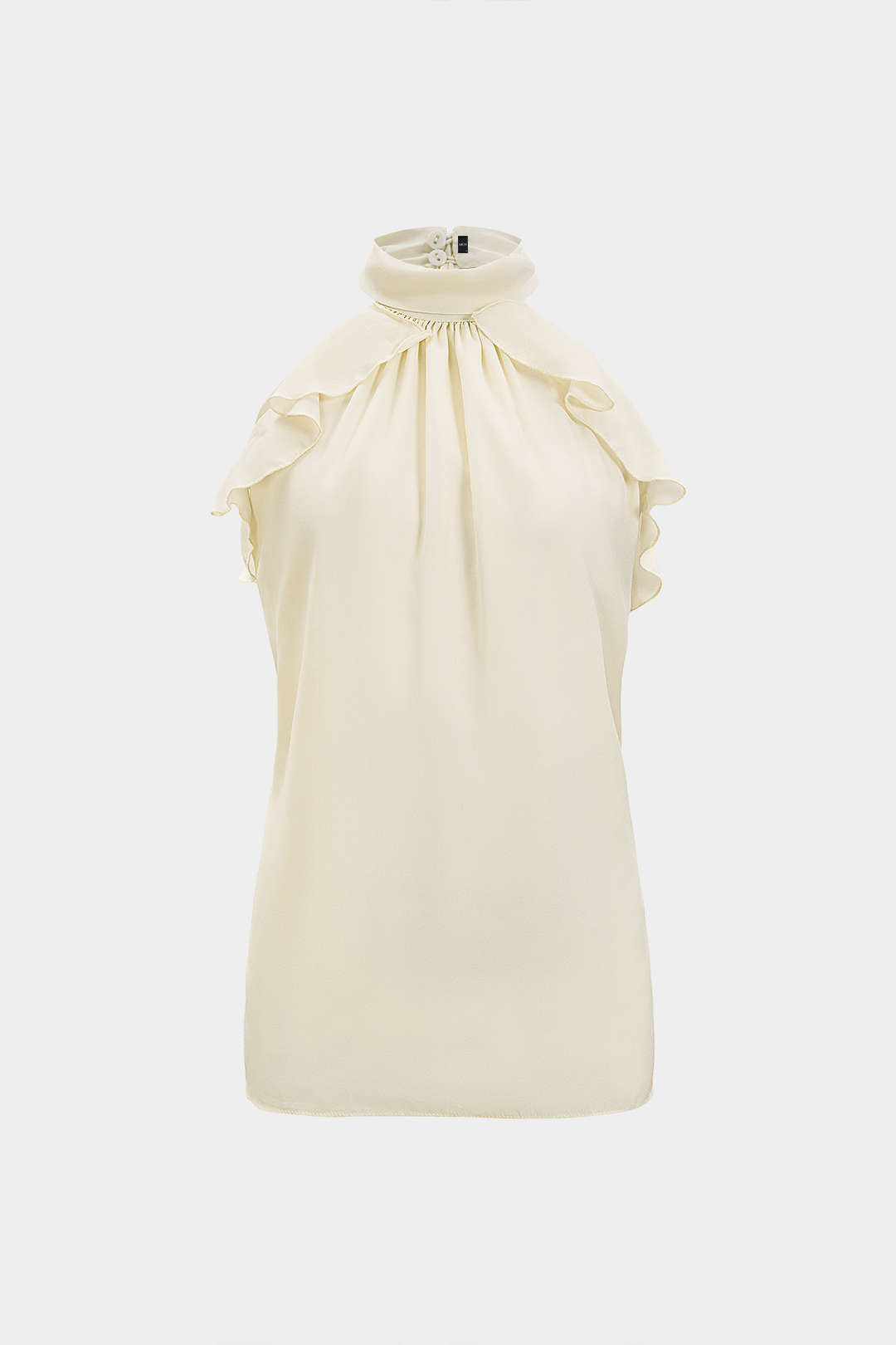 Chiffon Halter Neck Ruffle Backless Tank Top