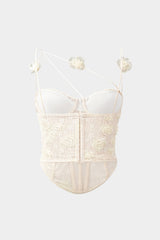 3D Floral Corset Asymmetrical Cami Top
