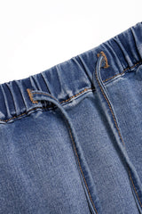 Denim Drawstring Asymmetrical Mermaid Skirt