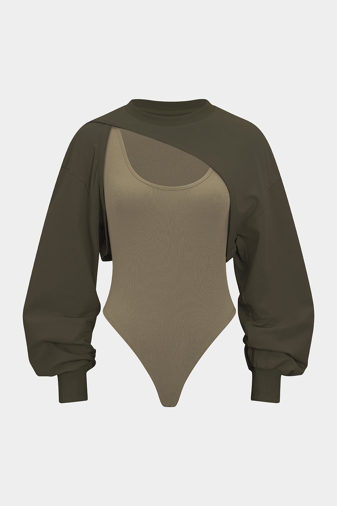 Contrast Two-Piece Long Sleeve Bodysuit