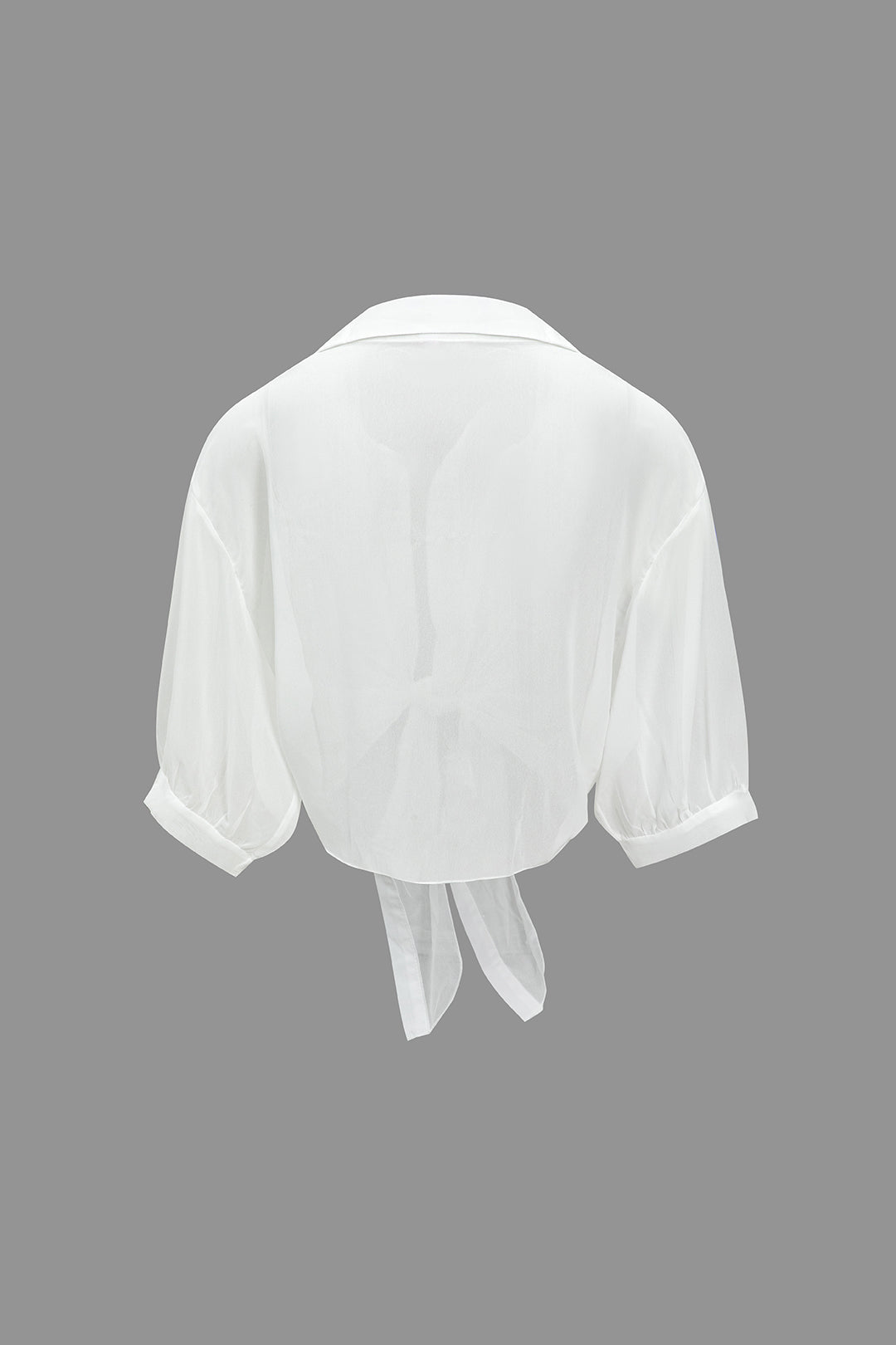 Chiffon Button Tie-Up Short-Sleeve Shirt