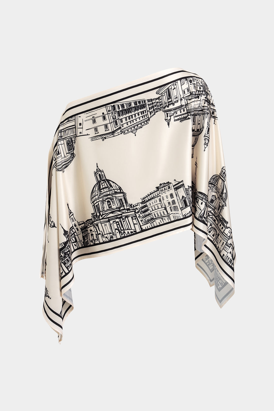 Artistic Print Satin One Shoulder Top