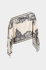 Artistic Print Satin One Shoulder Top