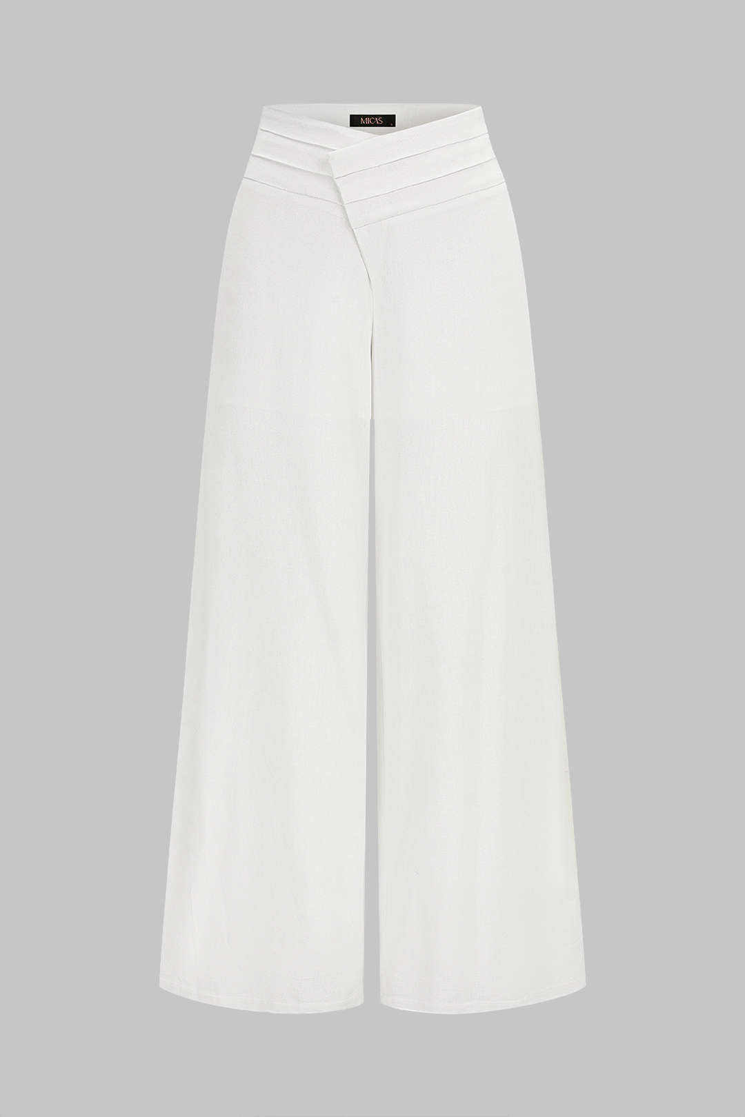Asymmetrical Waistband Wide Leg Pants