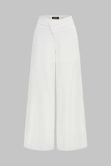 Asymmetrical Waistband Wide Leg Pants