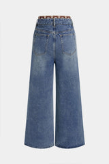 Denim Patchwork Straight Leg Jeans
