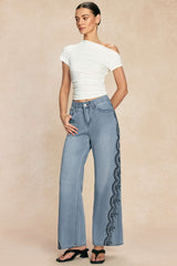 Denim Embroidery Straight Leg Jeans
