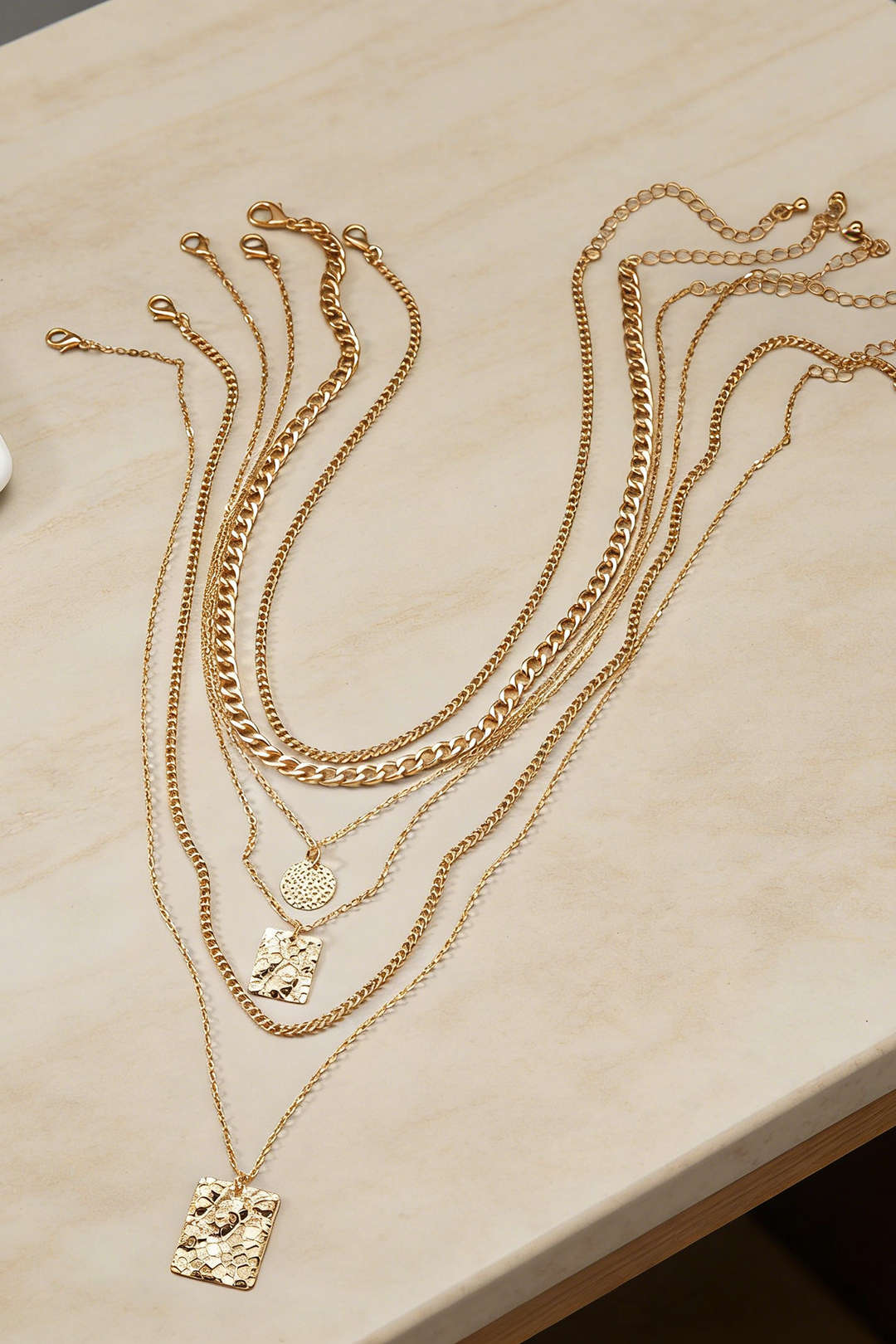 Alloy Multi-Layer Geometric Necklace
