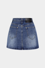 Denim Asymmetrical High Waist Skirt