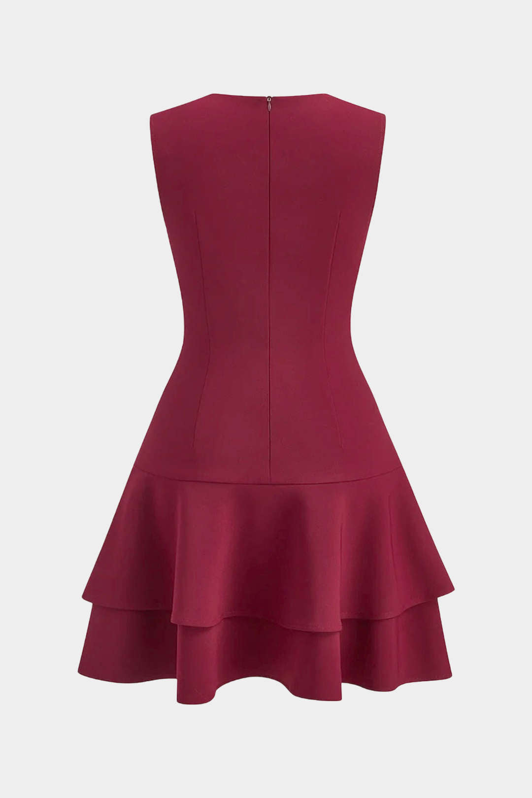 Asymmetrical Round Neck Ruffle Hem Sleeveless Mini Dress