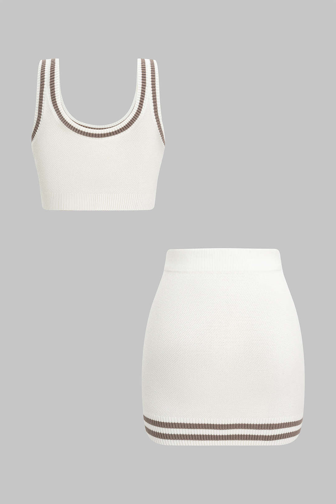 Contrast Knit Cami Top And Skirt Set