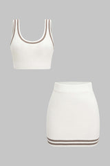 Contrast Knit Cami Top And Skirt Set