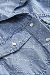 Denim Lapel Belted Pocket Short Sleeve Romper