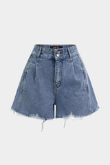 Denim Ripped Wide Leg Shorts