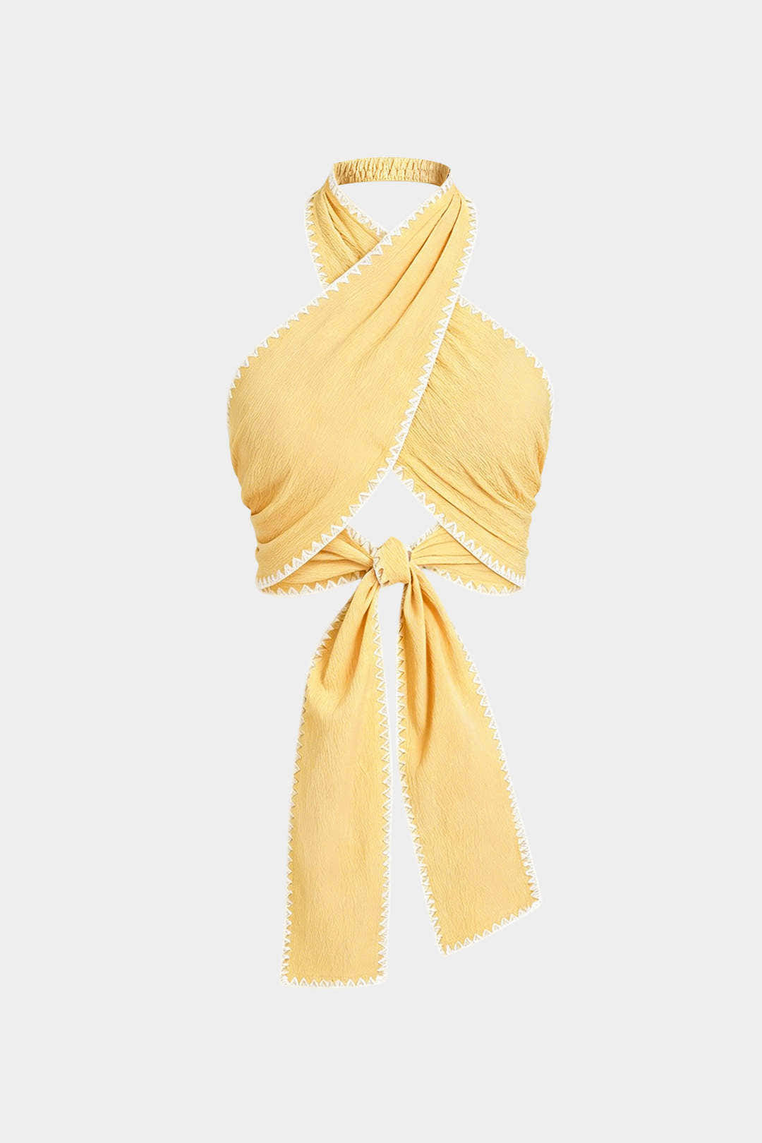 Contrast Binding Crossed Tie-Up Backless Tank Top
