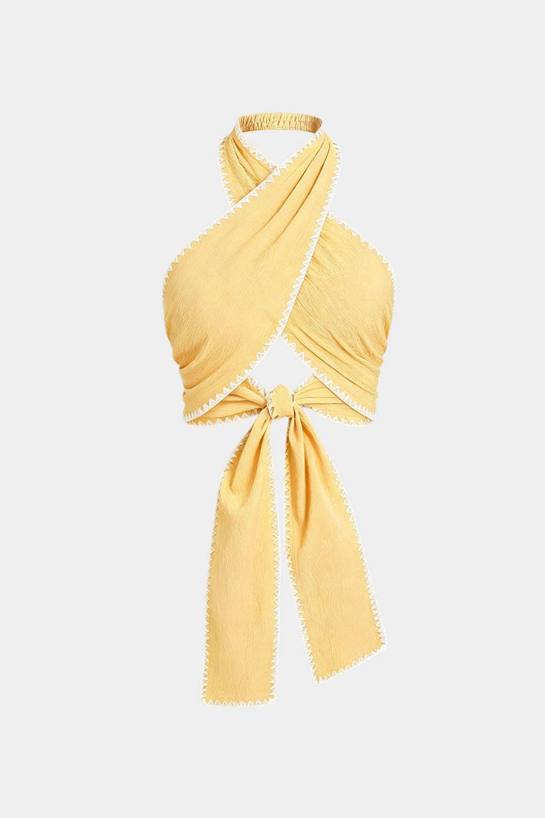Contrast Binding Crossed Tie-Up Backless Tank Top