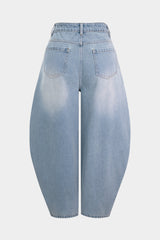 Denim Tie-Up Barrel Jeans