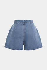 Denim Asymmetrical Button Shorts
