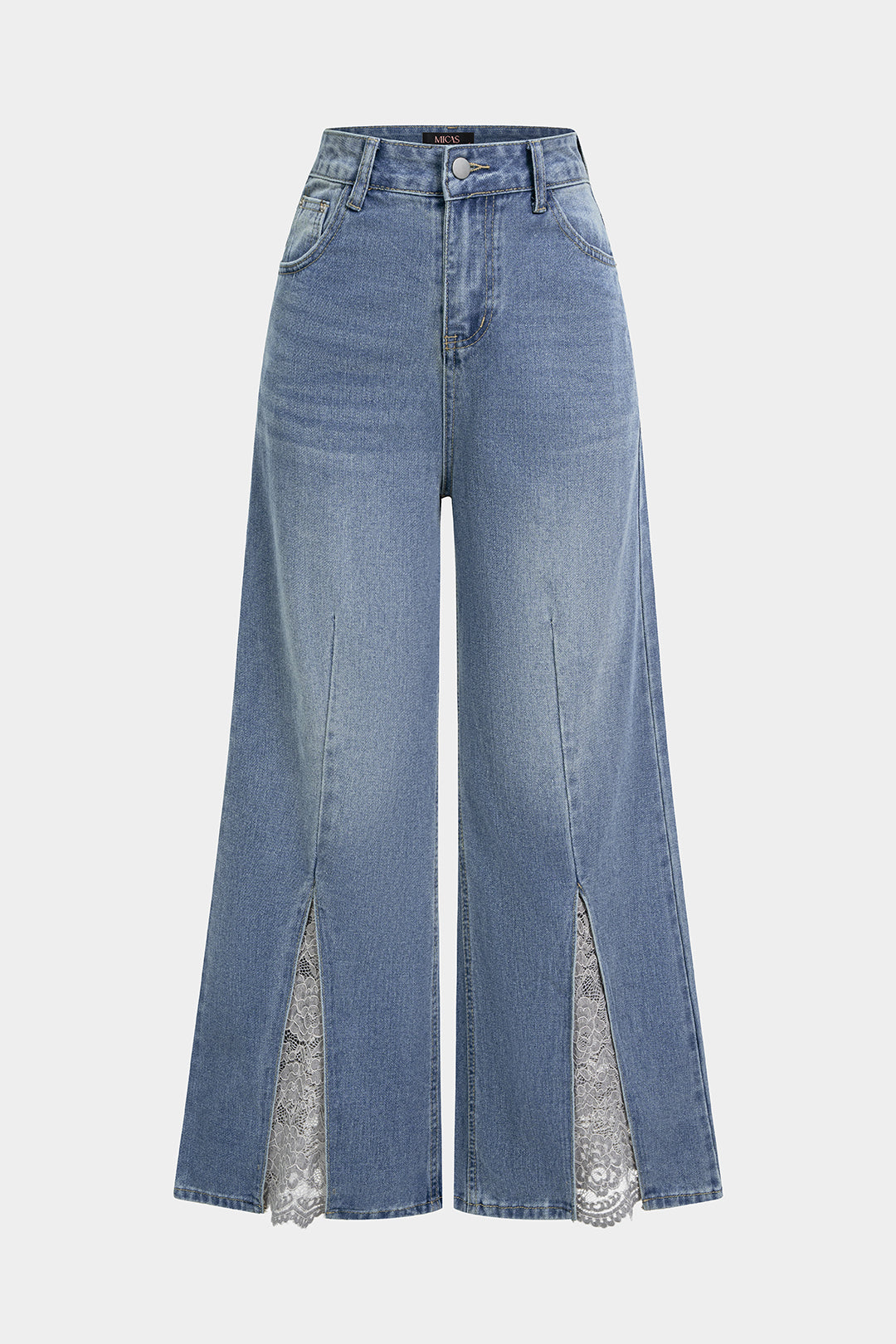 Denim Patchwork Wide Leg Jeans