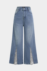 Denim Patchwork Wide Leg Jeans
