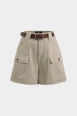 Denim Pocket High Waist Wide Leg Shorts