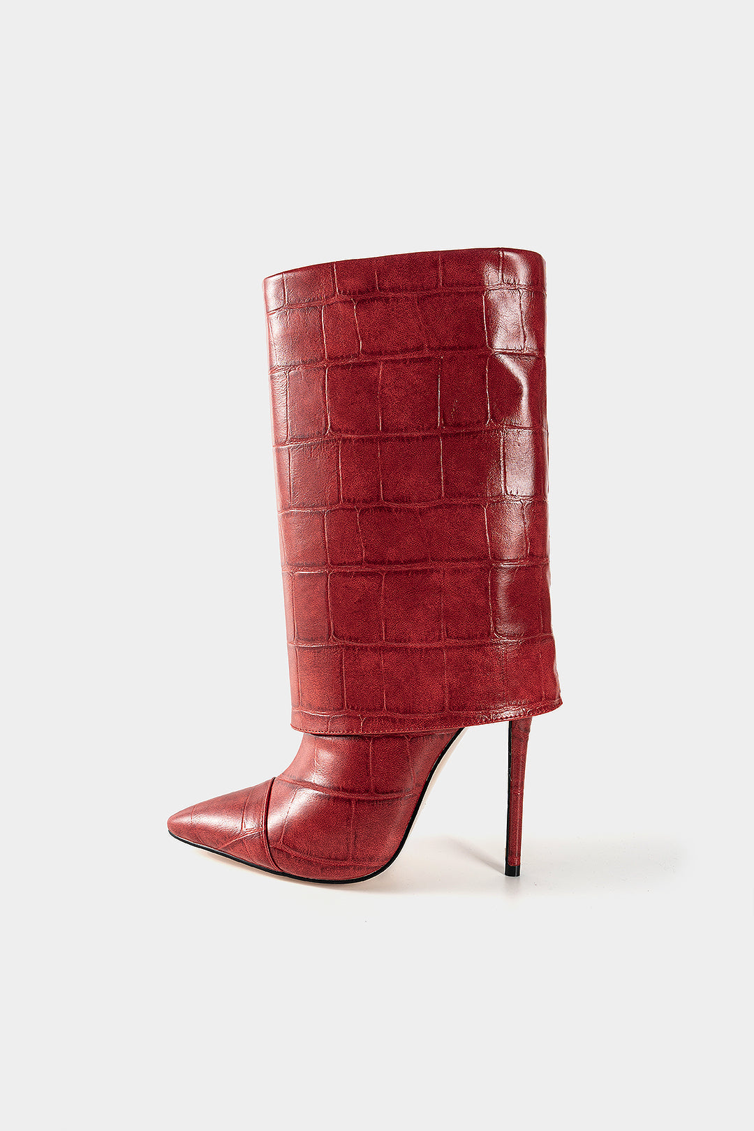 Crocodile Print Mid Calf Boots