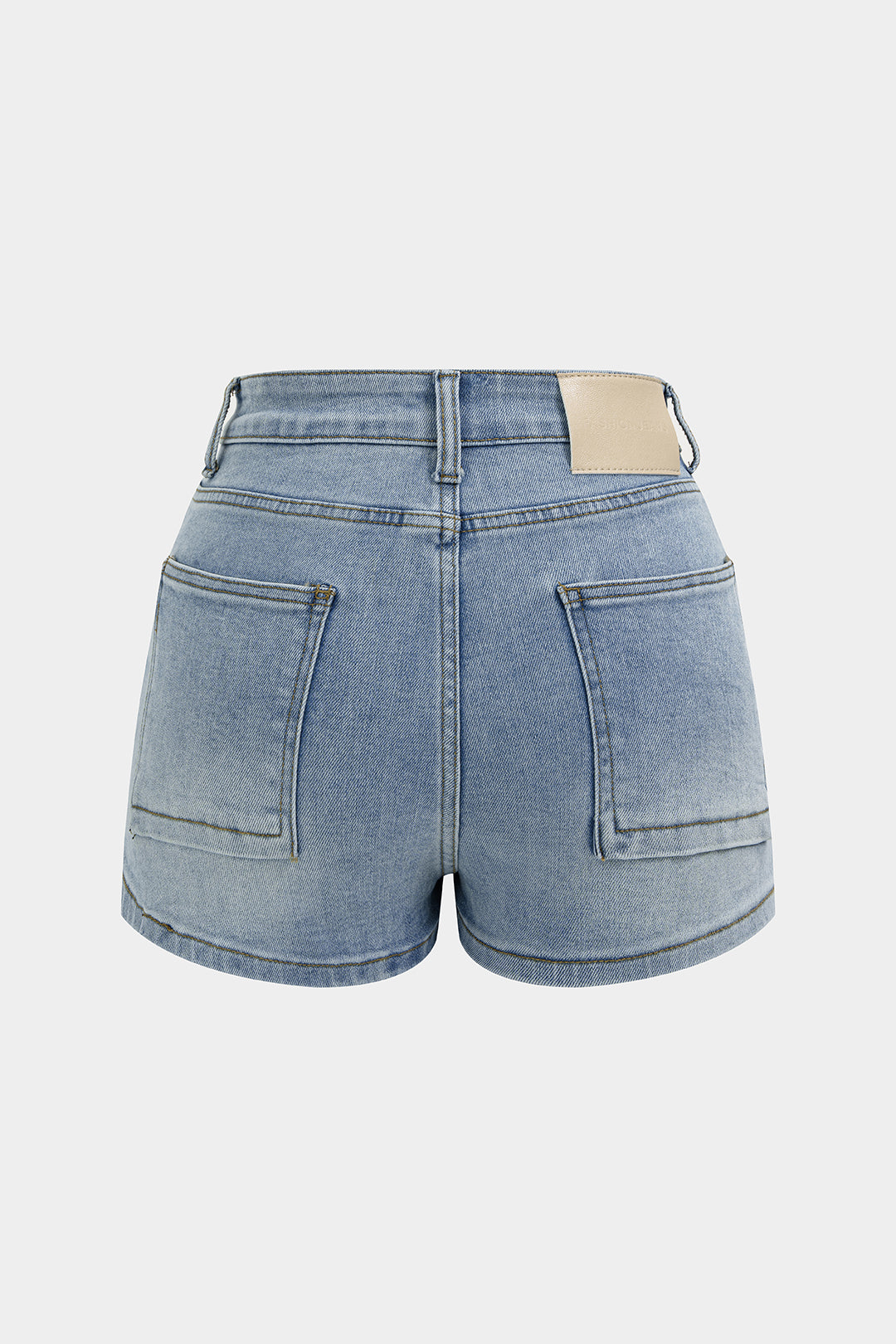 Denim Metallic Decor Pocket High Waist Shorts