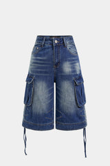 Denim Pocket Tie-Up Shorts