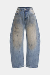 Denim Asymmetrical Wide Leg Jeans