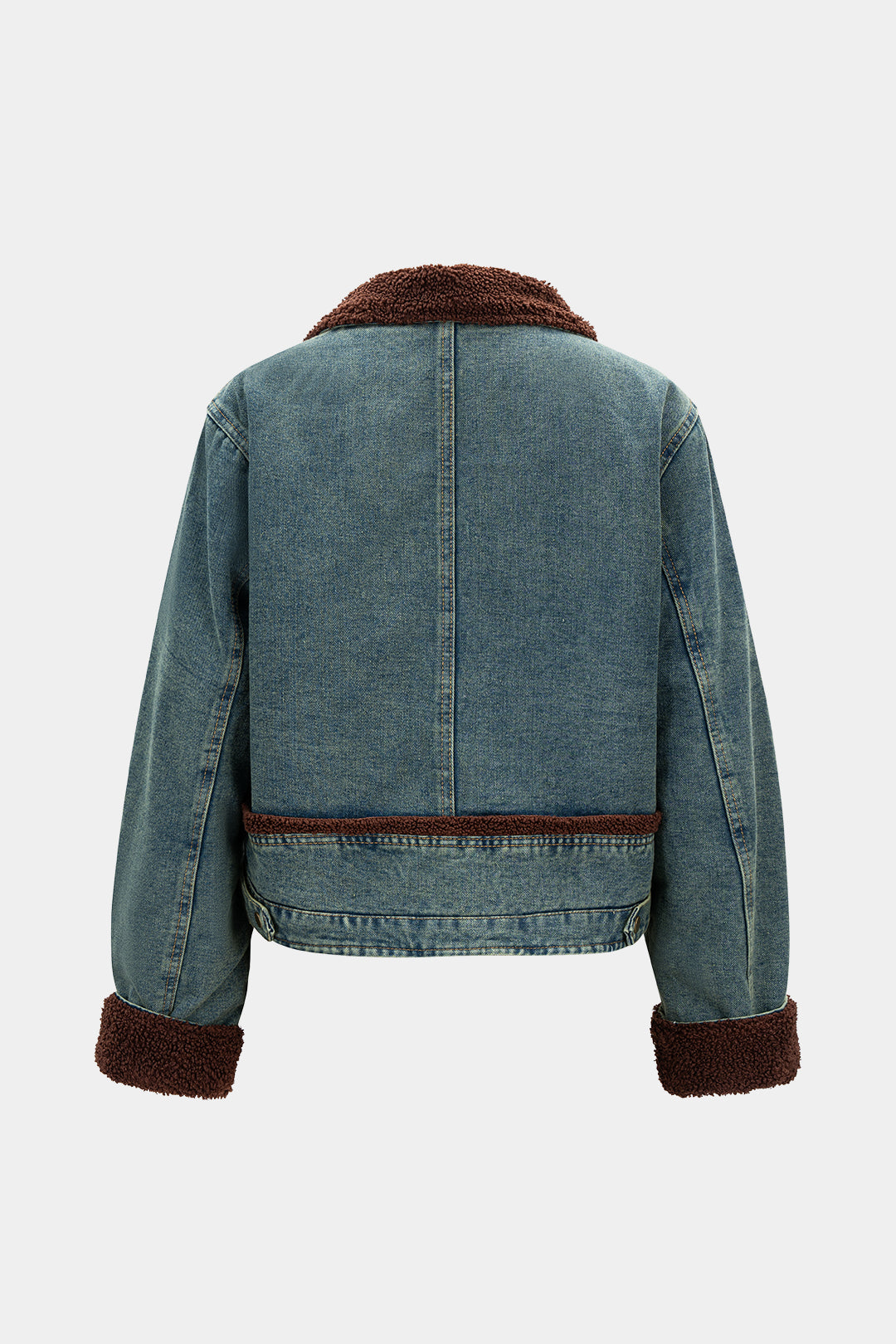 Denim Patchwork Button Fake Pockets Outerwear
