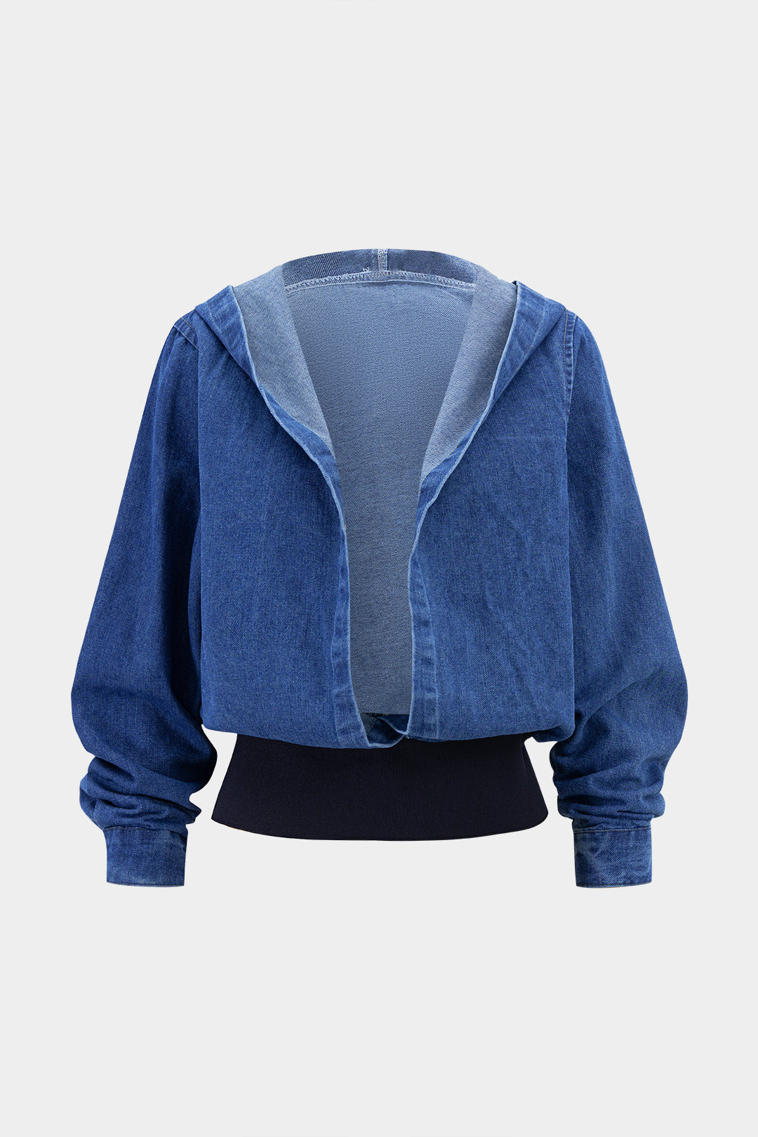 Denim Patchwork Hooded Outerwear