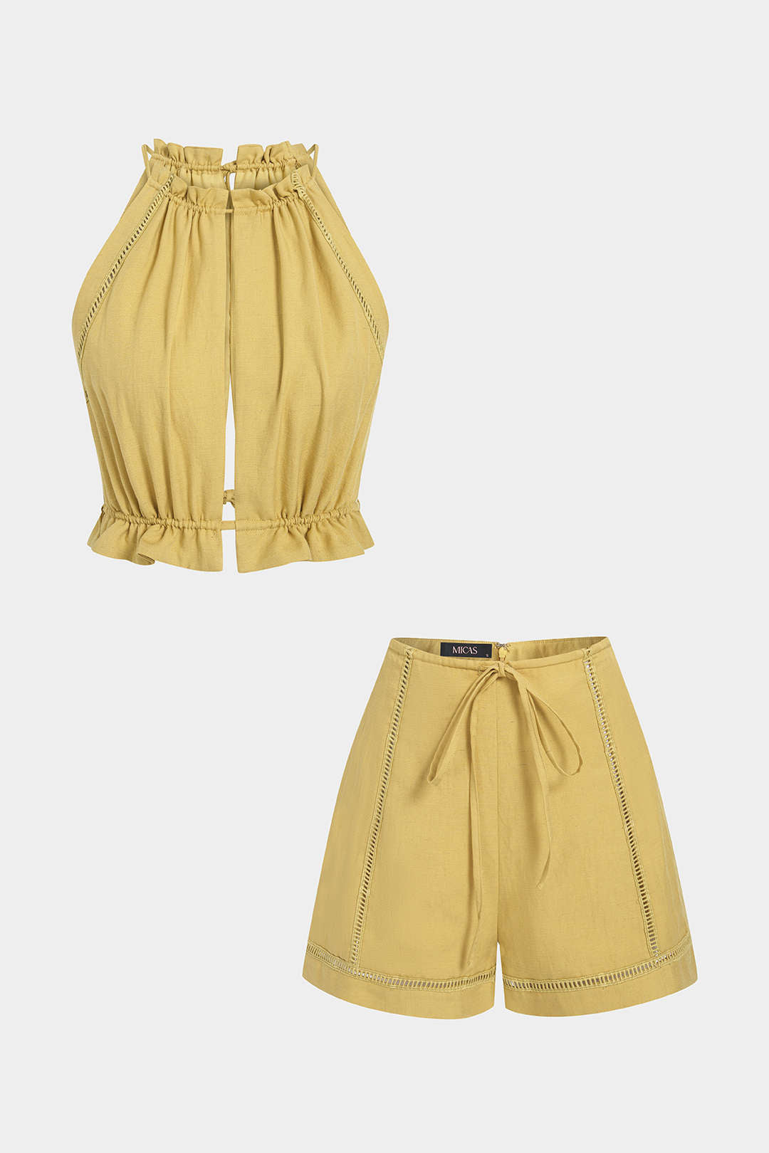 Cut Out Tie-Up Tank Top And Shorts Set