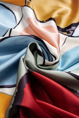 Color Block Geometric Print Tie Front Cover Up