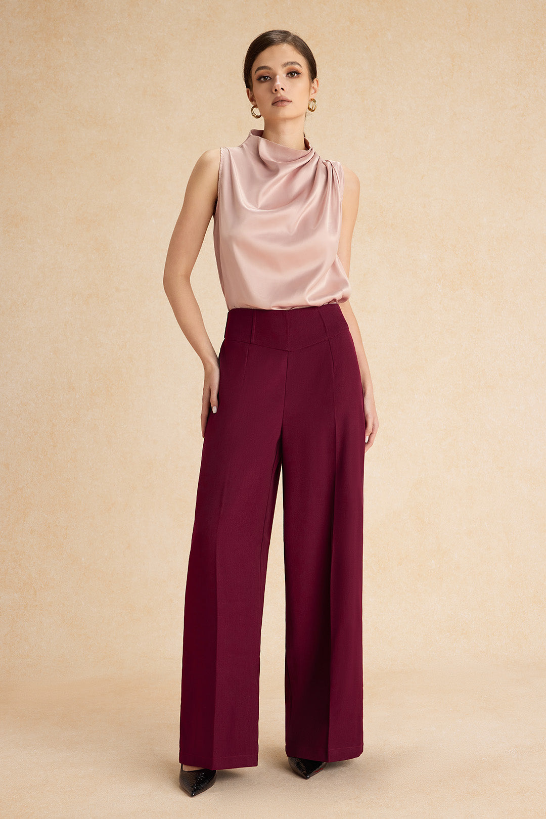 Basic High-Waisted Wide Leg Trousers