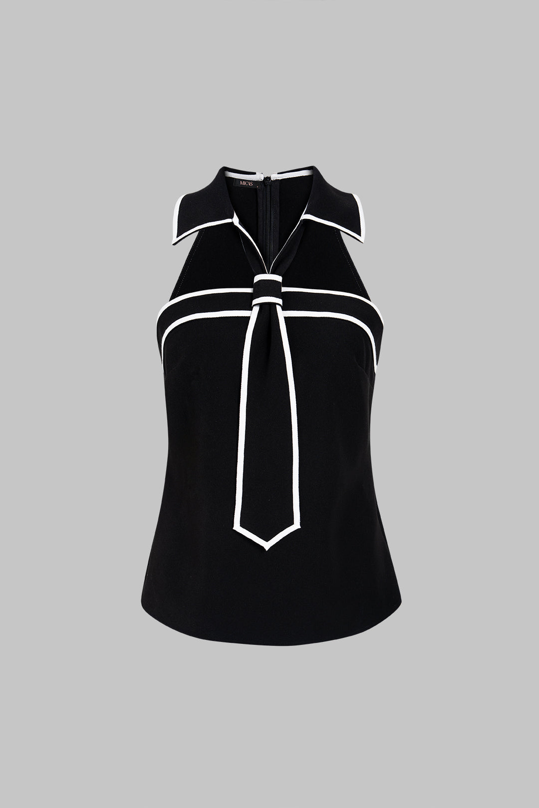 Contrast Trim Halter Neck V-Neck Tank Top