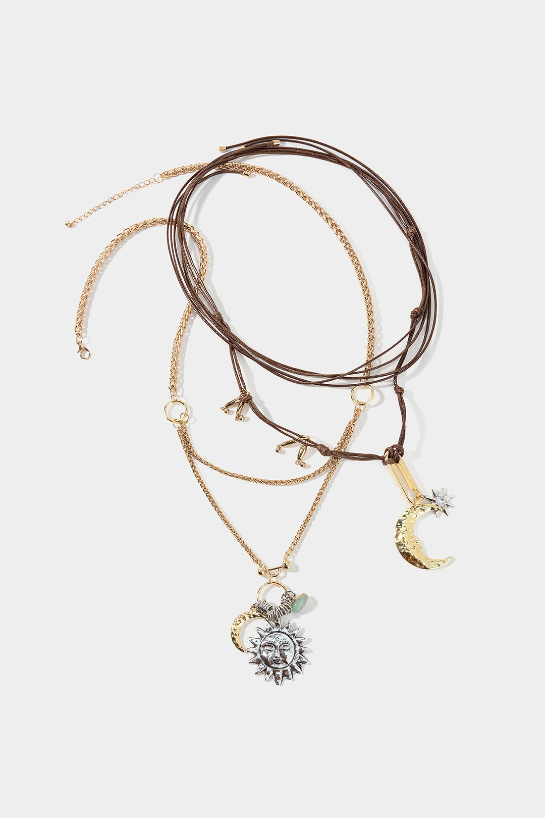 Alloy Multi-Layer Sun Moon Necklace