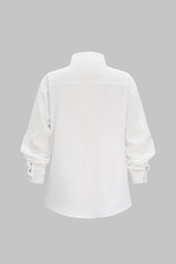 Denim Patchwork Frayed Asymmetrical Pocket Long-Sleeve Shirt