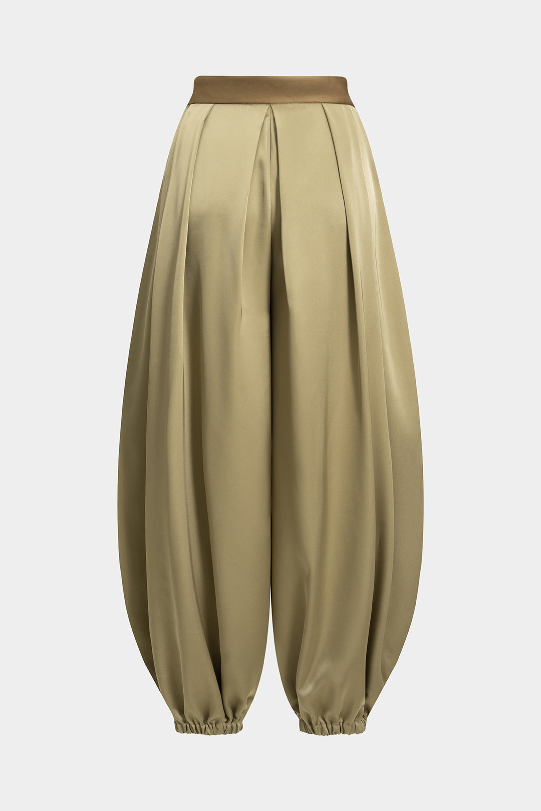Contrast Satin Pleated Lantern Trousers