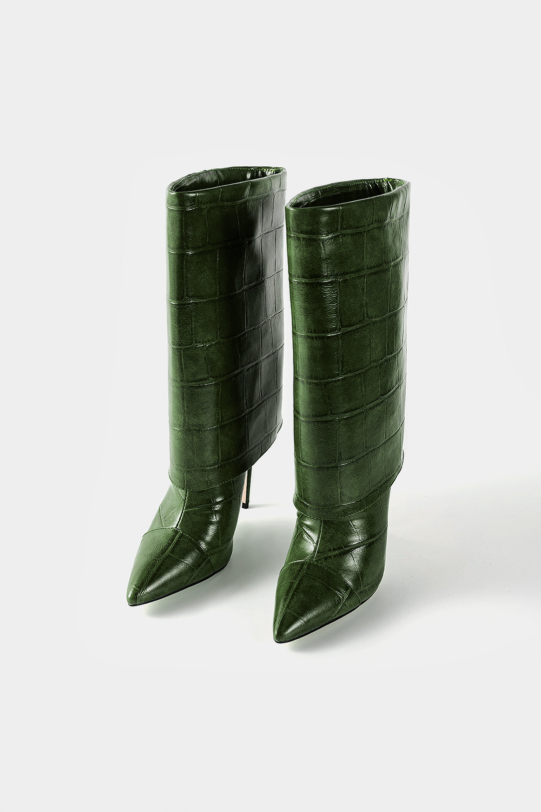 Crocodile Print Mid Calf Boots