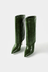 Crocodile Print Mid Calf Boots